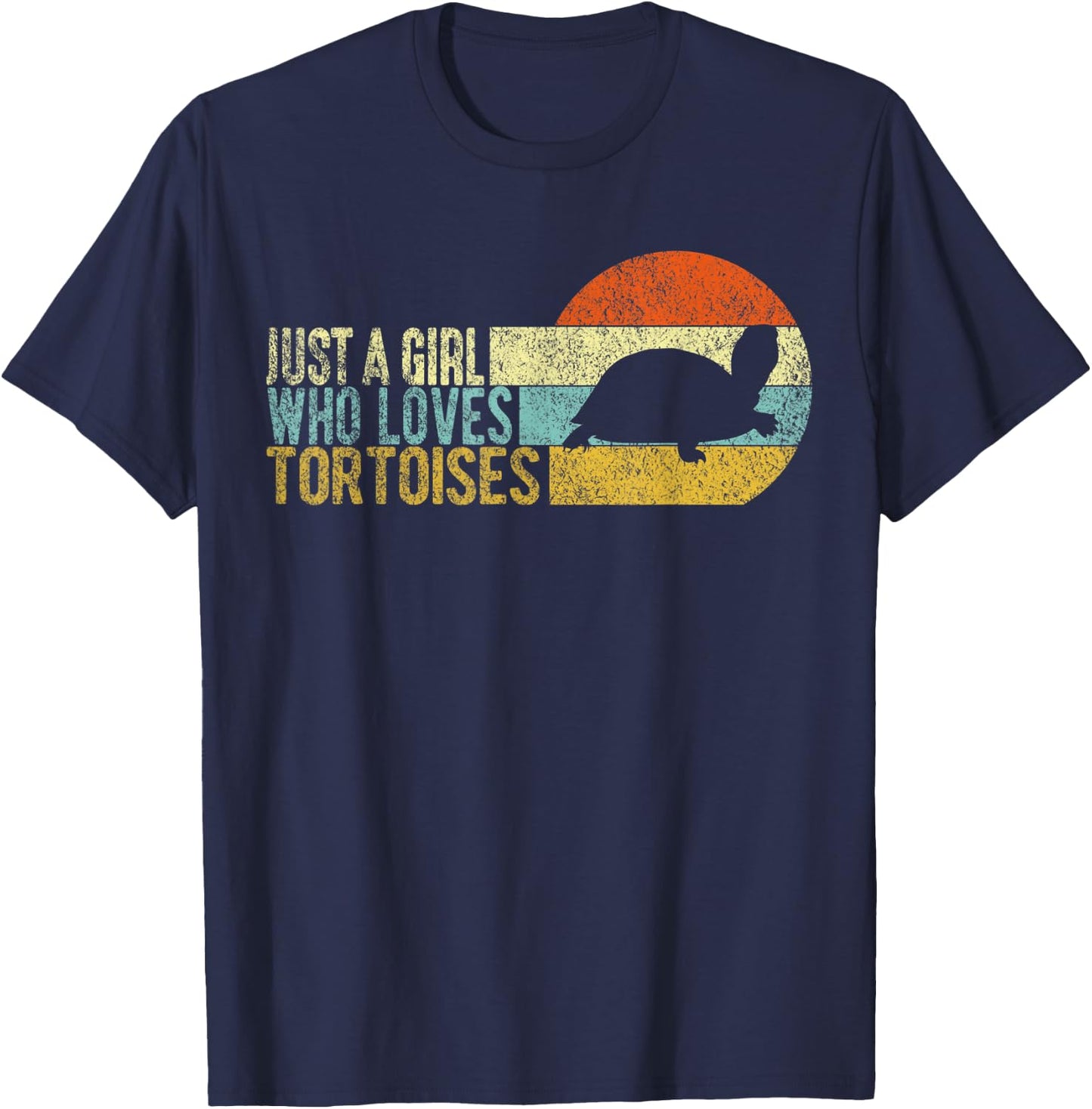 Just A Girl Who Loves Tortoises Turtle Lover Tortoise Retro T-Shirt - T-Shirt | Navy