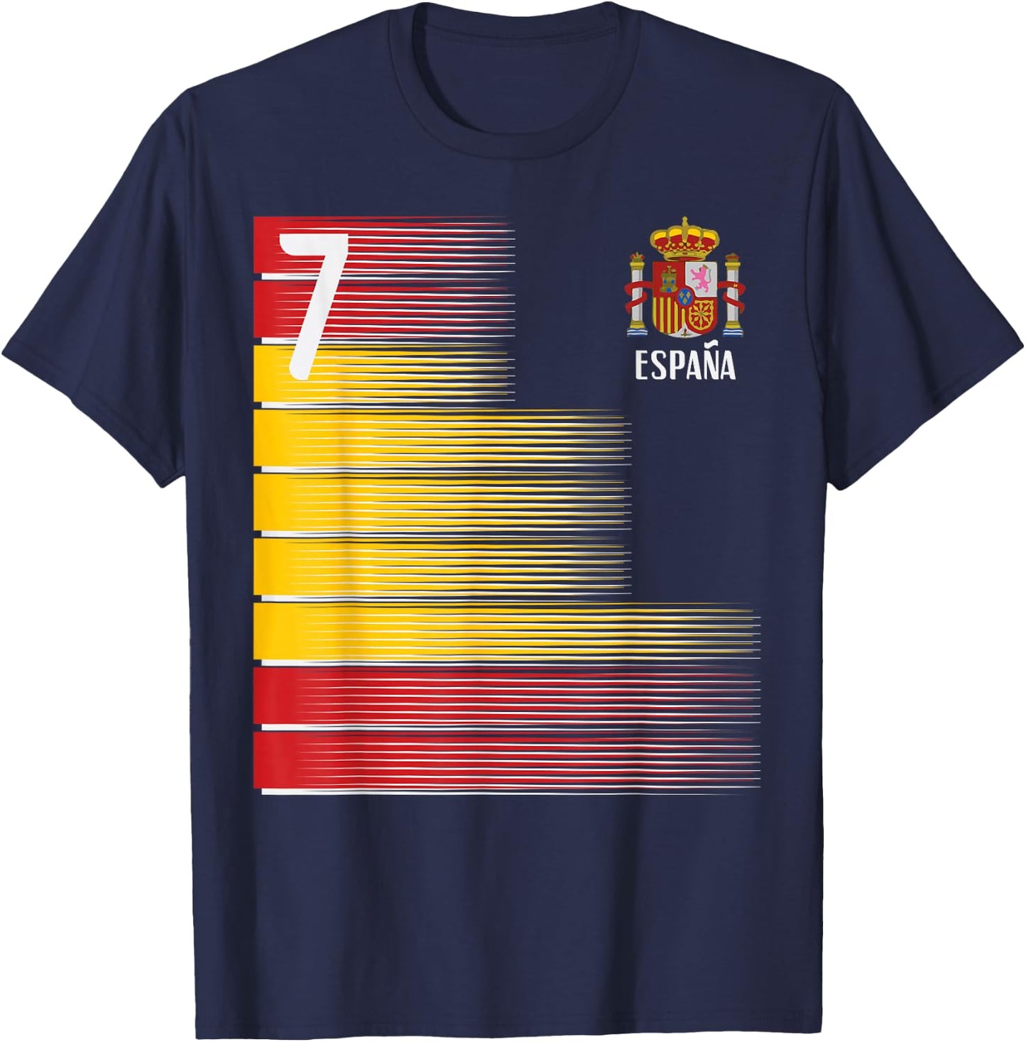 Spain Number 7 Espana Spanish Soccer Fan Men Women Kids Boys T-Shirt - T-Shirt | Navy