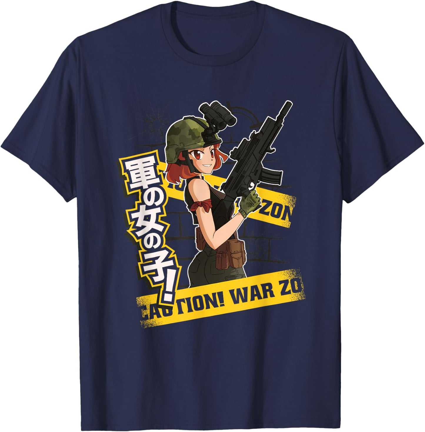 Anime Army Guns and Girls, Bullet Anime Manga Forces Cosplay T-Shirt - T-Shirt | Navy