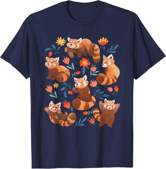 Cottagecore Aesthetic Red Pandas Kawaii Animal Panda Lover T-Shirt - T-Shirt | Navy