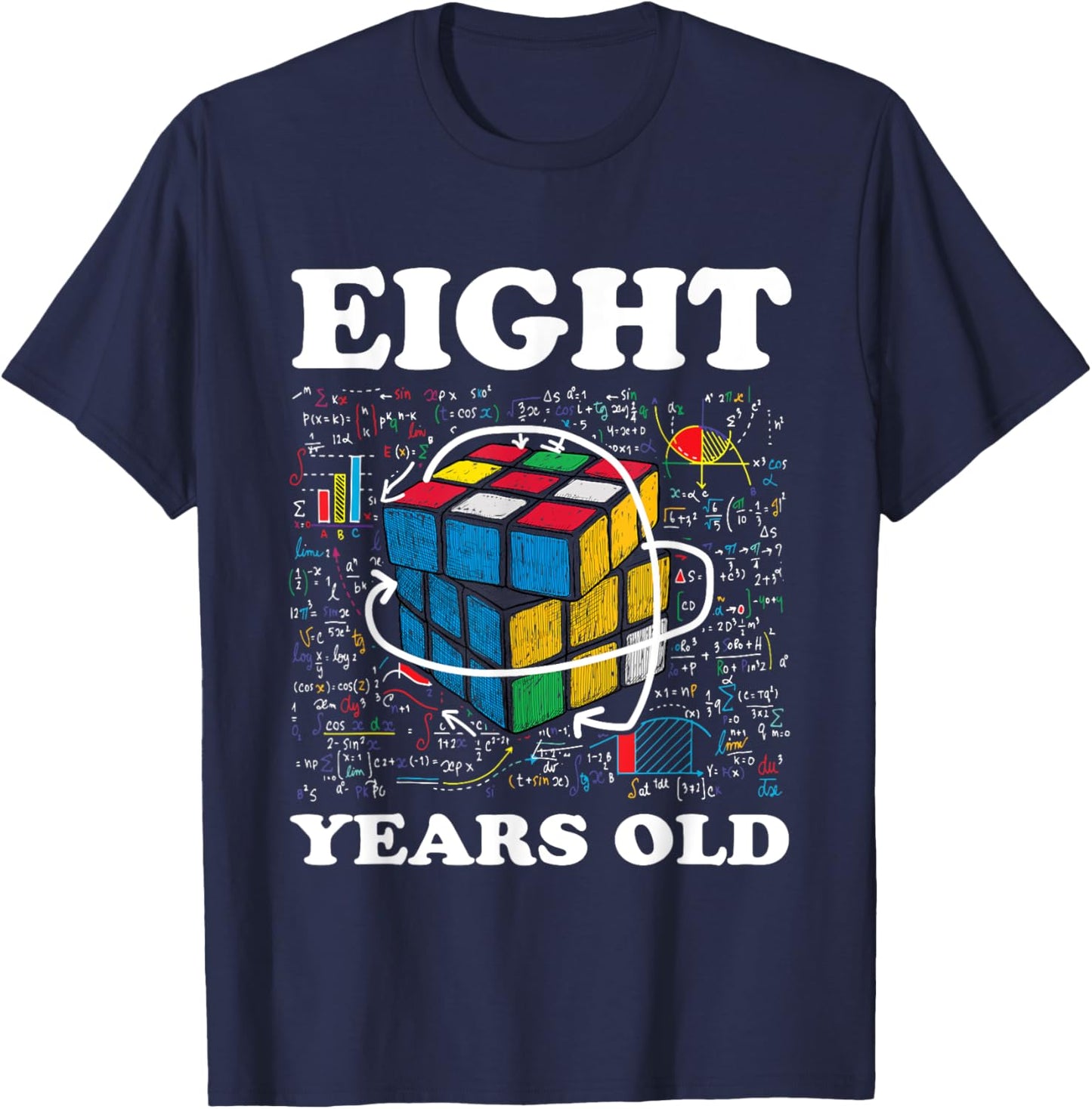 Competitive Speed Cubing 8 Years Old Birthday for Boy Girl T-Shirt - T-Shirt | Navy