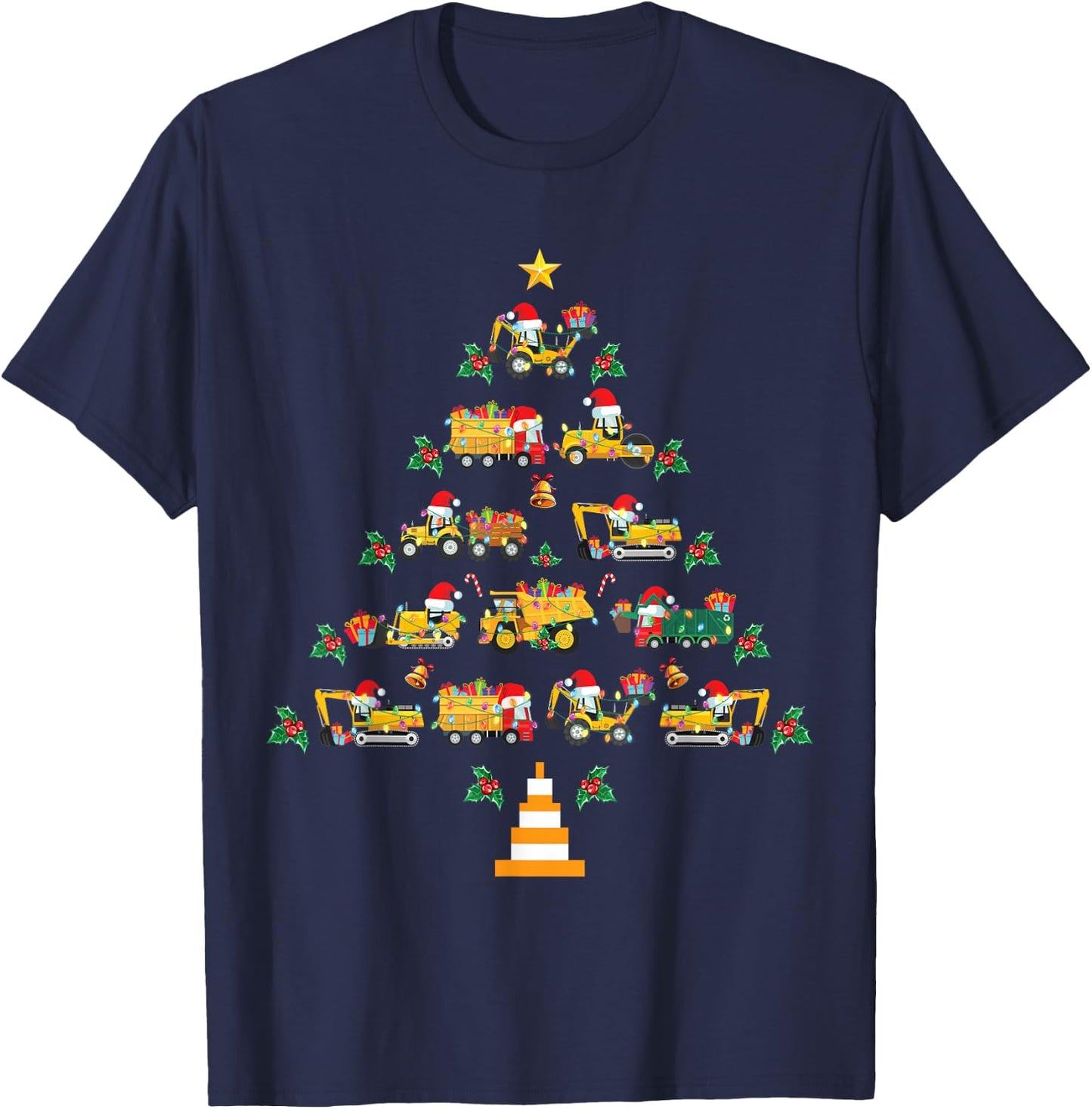 Christmas Trucks Boys Kids Funny Christmas Tree Truck T-Shirt - T-Shirt | Navy