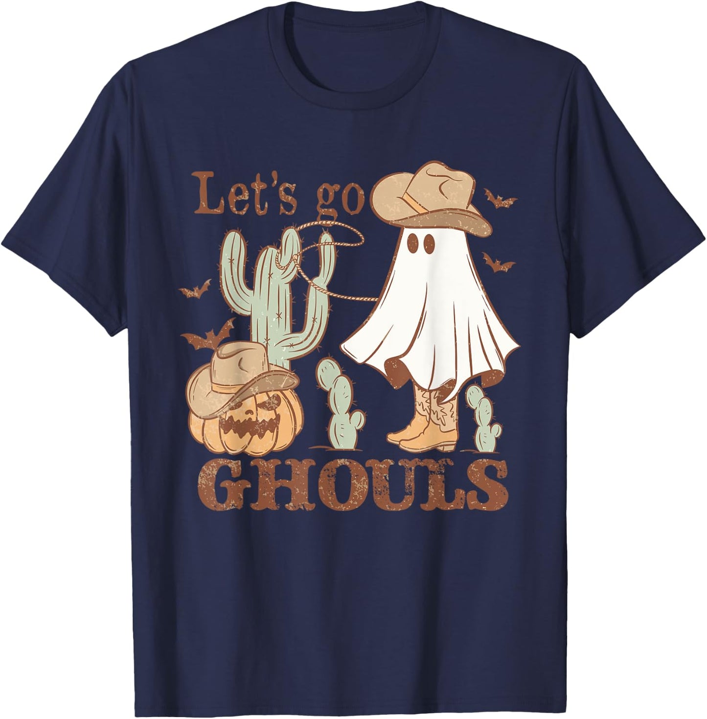 Let´s go Ghoul Ghost Cowboy Hat Lasso Rodeo Halloween T-Shirt - T-Shirt | Navy