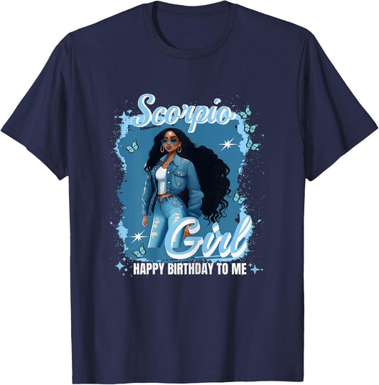 Scorpio Girl Vibes Goddess October November Birthday Nubian T-Shirt - T-Shirt | Navy