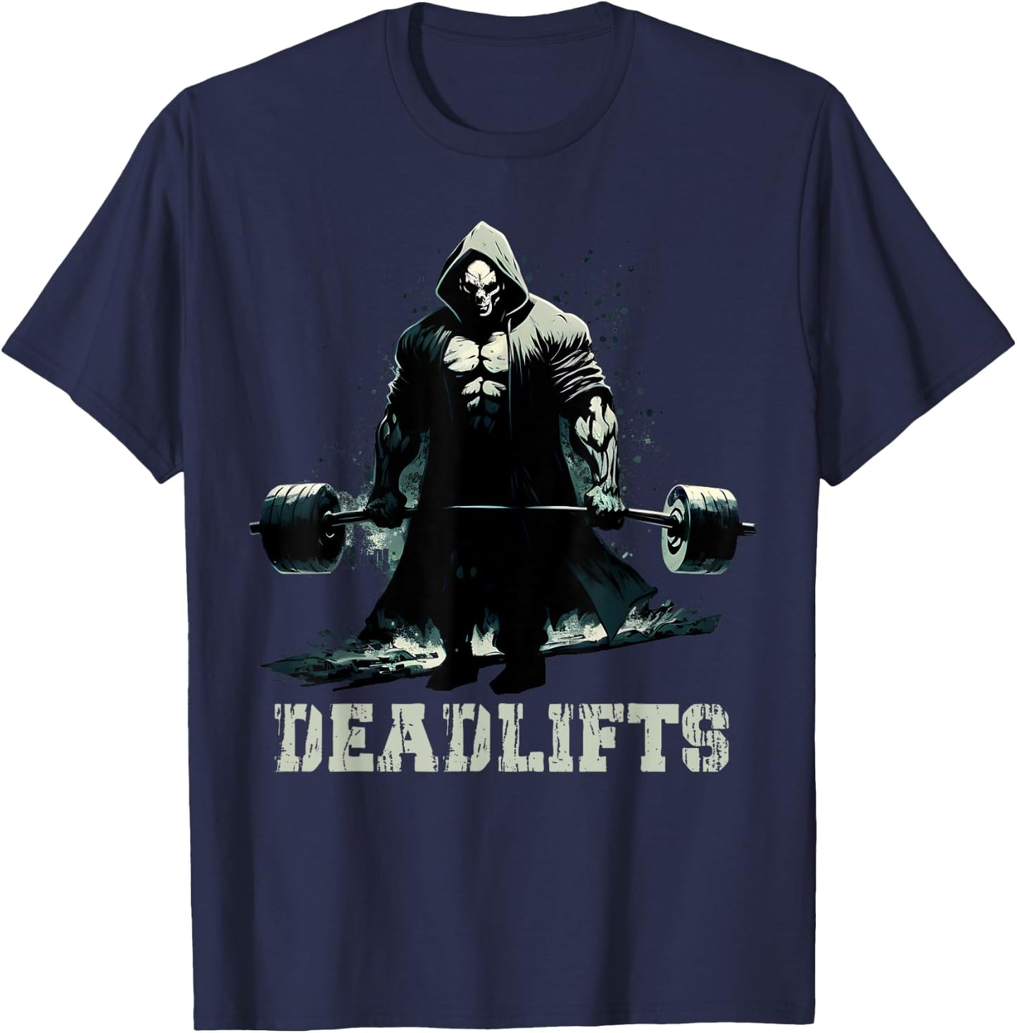 Deadlifts Funny Gym Leg Day Grim Reaper Deadlifting Weights T-Shirt - T-Shirt | Navy