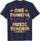 Rainbow Leopard One Thankful Music Teacher Thanksgiving T-Shirt - T-Shirt | Navy