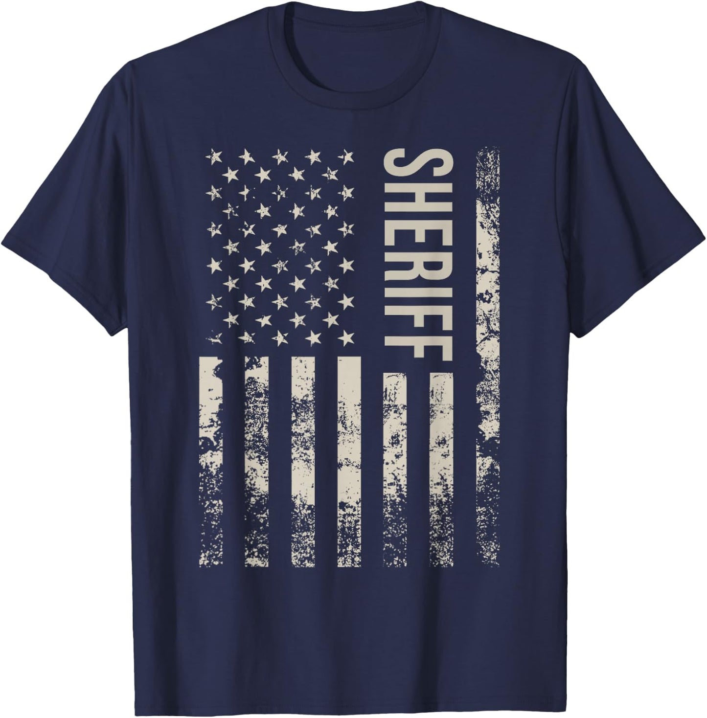 Vintage US American Flag Sheriff T-Shirt - T-Shirt | Navy