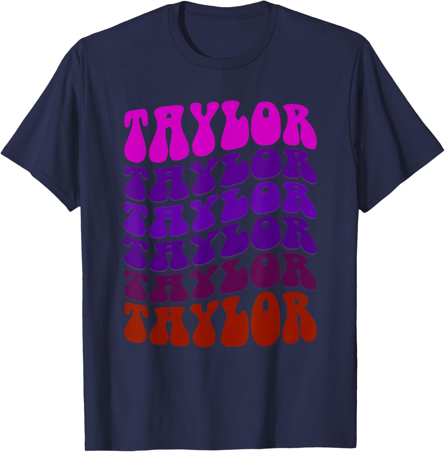 Retro TAYLOR Girl First Name Wavy My Birthday Personalized T-Shirt - T-Shirt | Navy