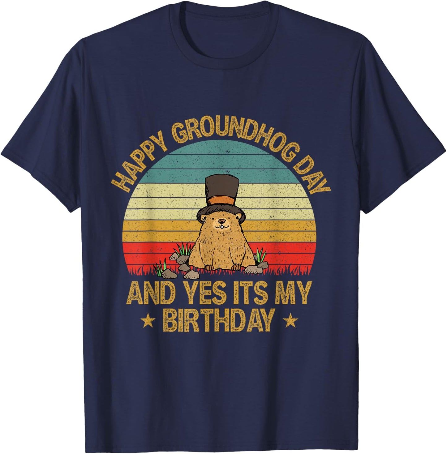 Happy Groundhog Day Lovers Costume Boys Girls Women Men T-Shirt - T-Shirt | Navy