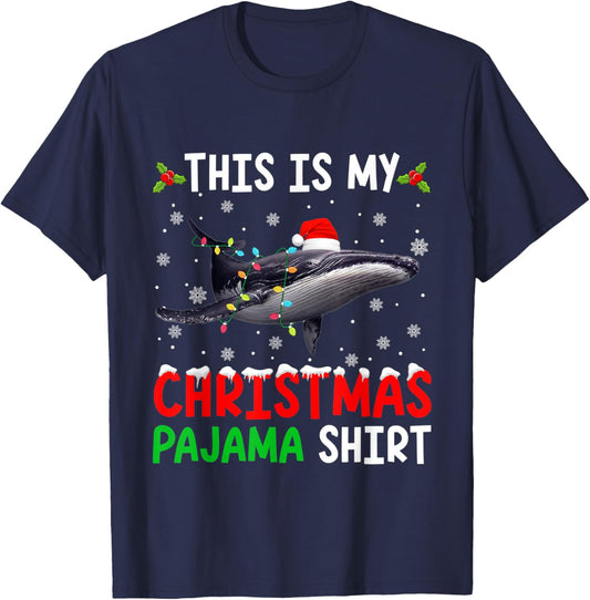 This Is My Christmas Pajama Whale Xmas Funny Animals T-Shirt - T-Shirt | Navy