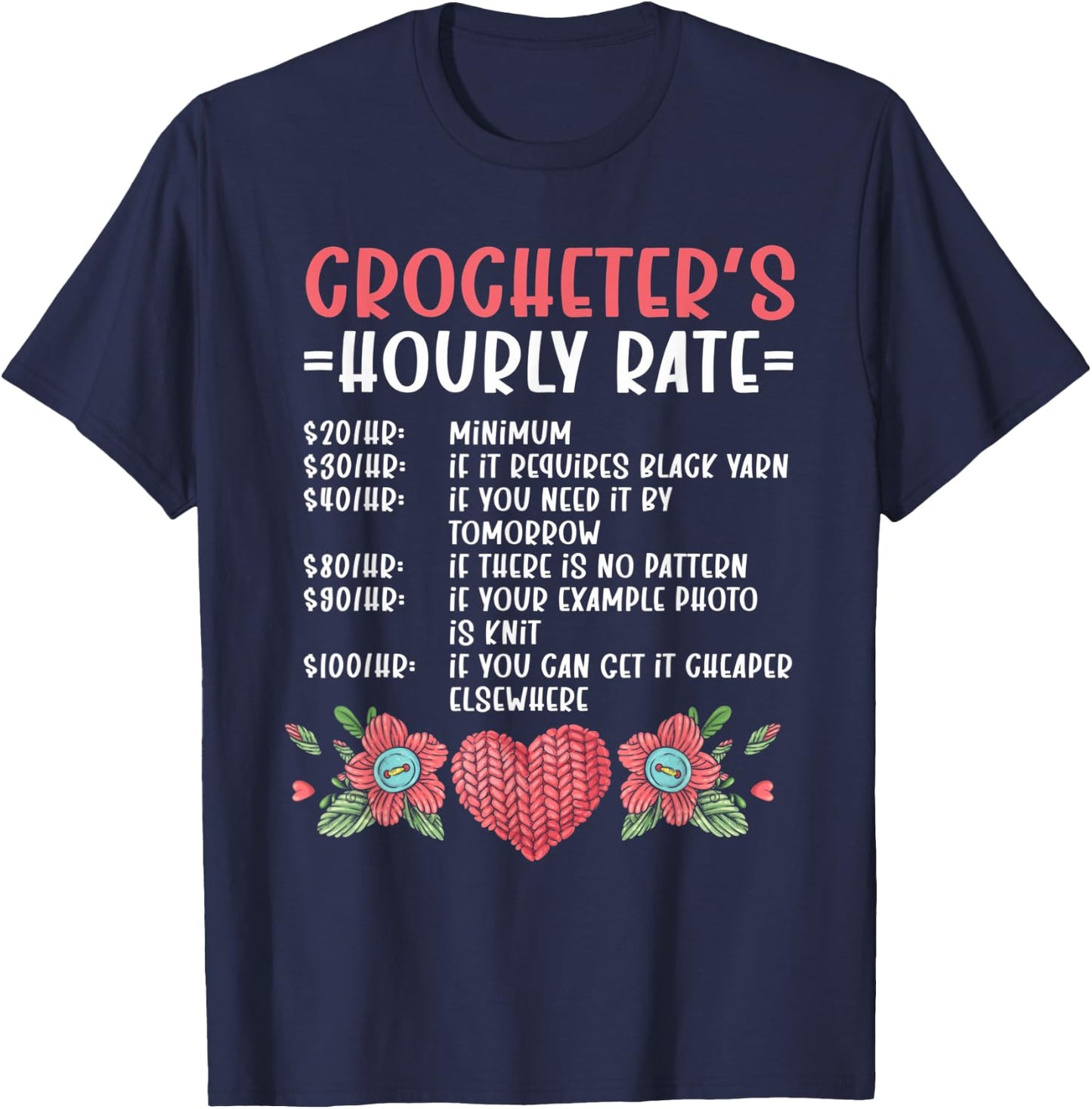 Crochet Yarn Crocheting T-Shirt - T-Shirt | Navy