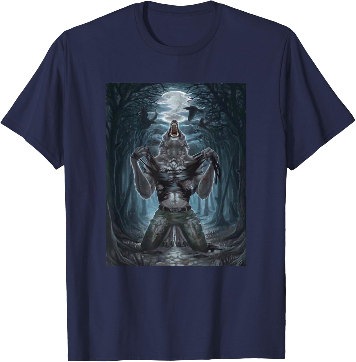 Werewolf Ripping Off Meme T-Shirt - T-Shirt | Navy