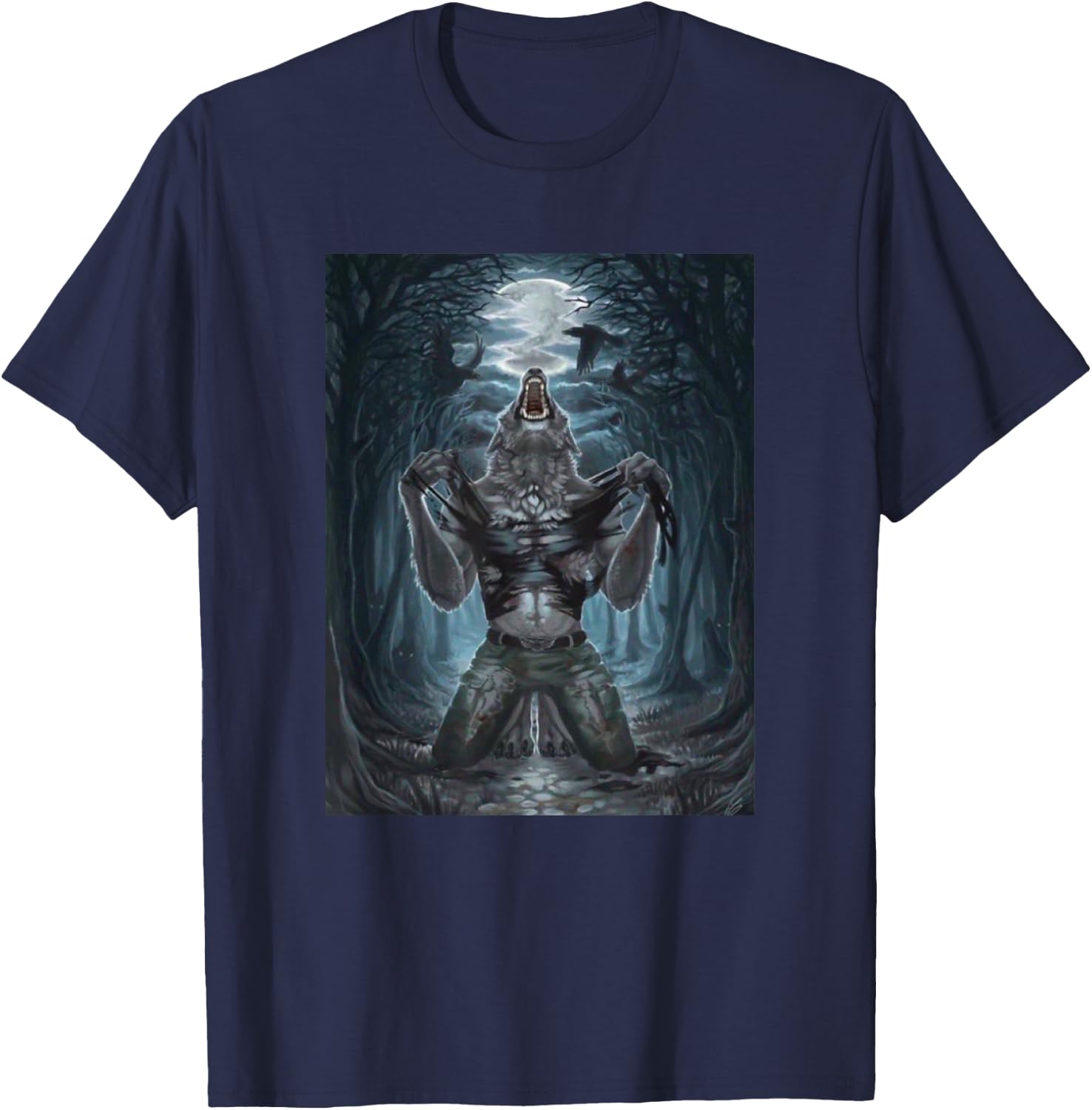 Werewolf Ripping Off Meme T-Shirt - T-Shirt | Navy
