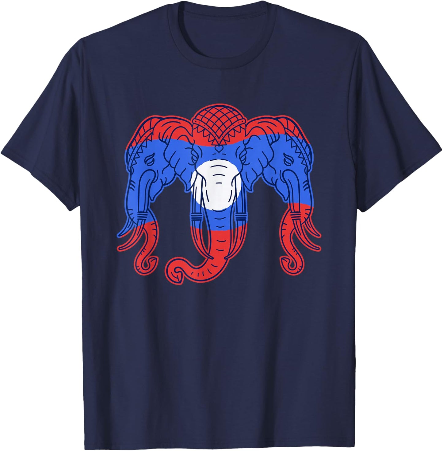 3 Headed Elephant Kingdom of Laos Flag Funny Lao Erawan T-Shirt - T-Shirt | Navy
