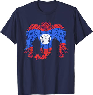 3 Headed Elephant Kingdom of Laos Flag Funny Lao Erawan T-Shirt - T-Shirt | Navy