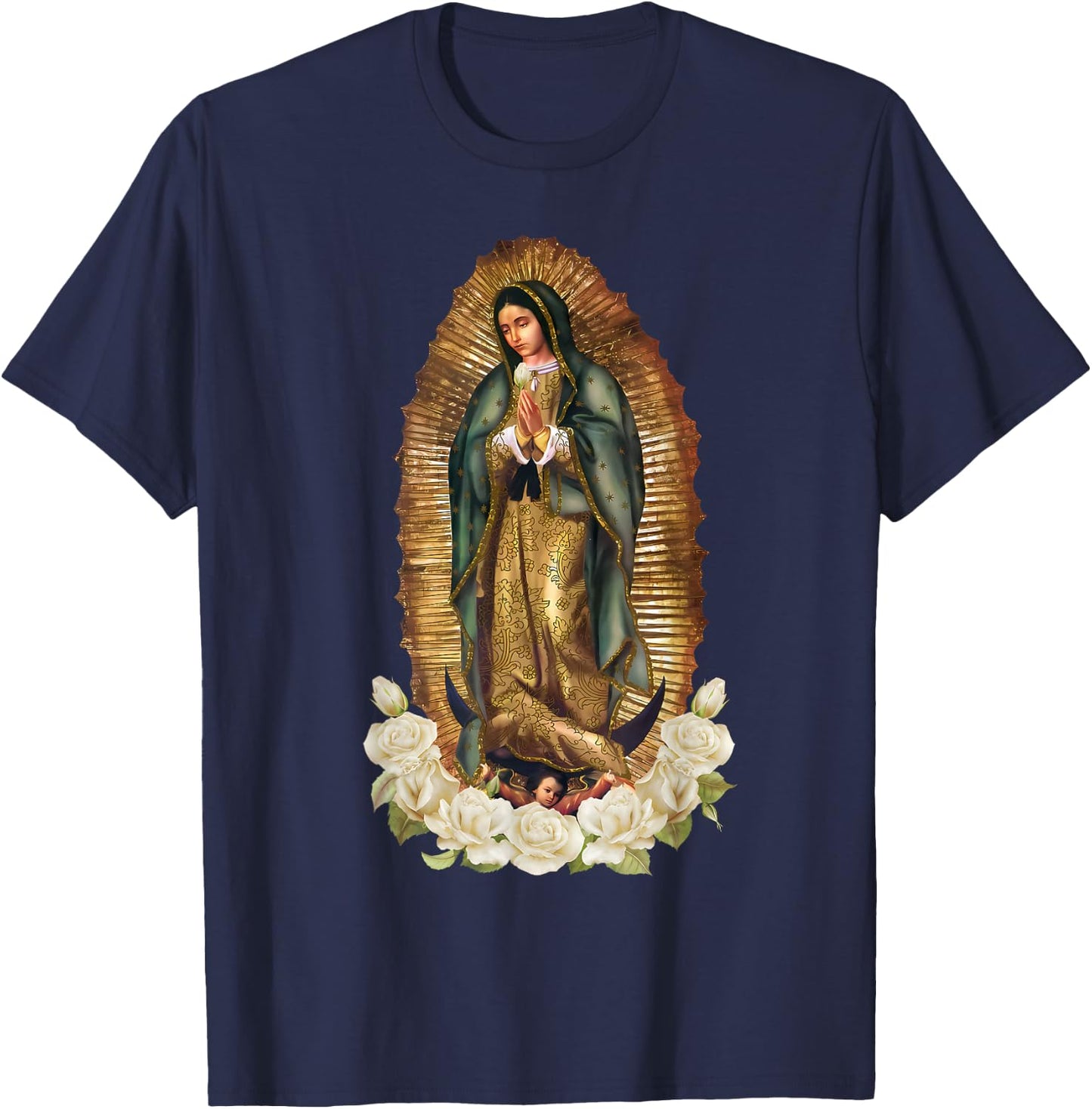 Our Lady of Guadalupe Virgin Mary Catholic Saint T-Shirt - T-Shirt | Navy