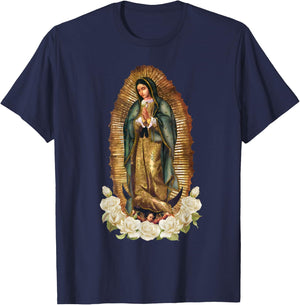 Our Lady of Guadalupe Virgin Mary Catholic Saint T-Shirt - T-Shirt | Navy