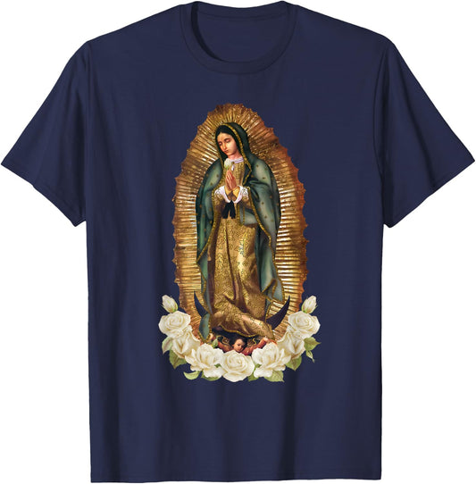 Our Lady of Guadalupe Virgin Mary Catholic Saint T-Shirt - T-Shirt | Navy