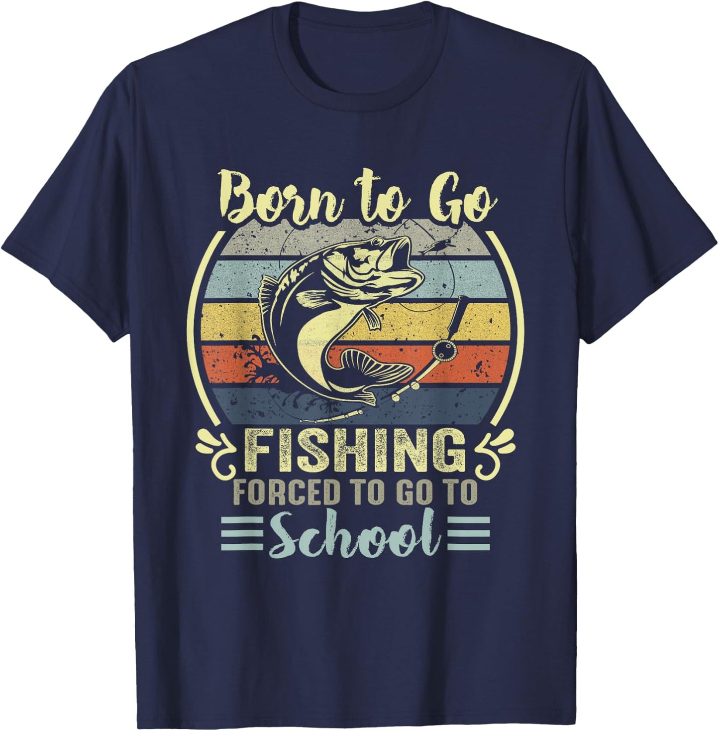 Funny Born to Go Fishing Bass Fish Fisherman Boys Kids Small T-Shirt - T-Shirt | Navy