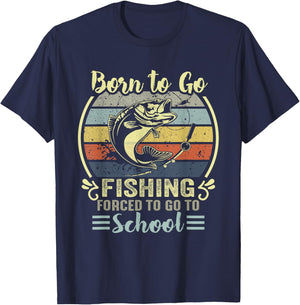 Funny Born to Go Fishing Bass Fish Fisherman Boys Kids Small T-Shirt - T-Shirt | Navy