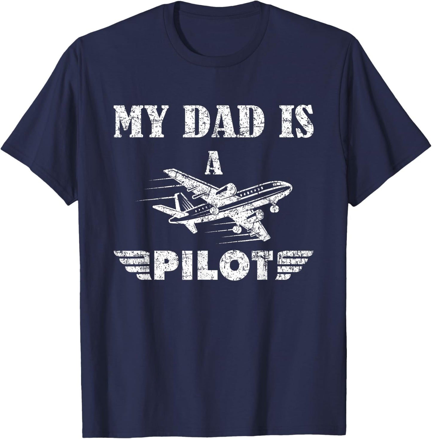 My Dad Is a Pilot Airplane Aviation Pilot's Kids Aeroplane T-Shirt - T-Shirt | Navy