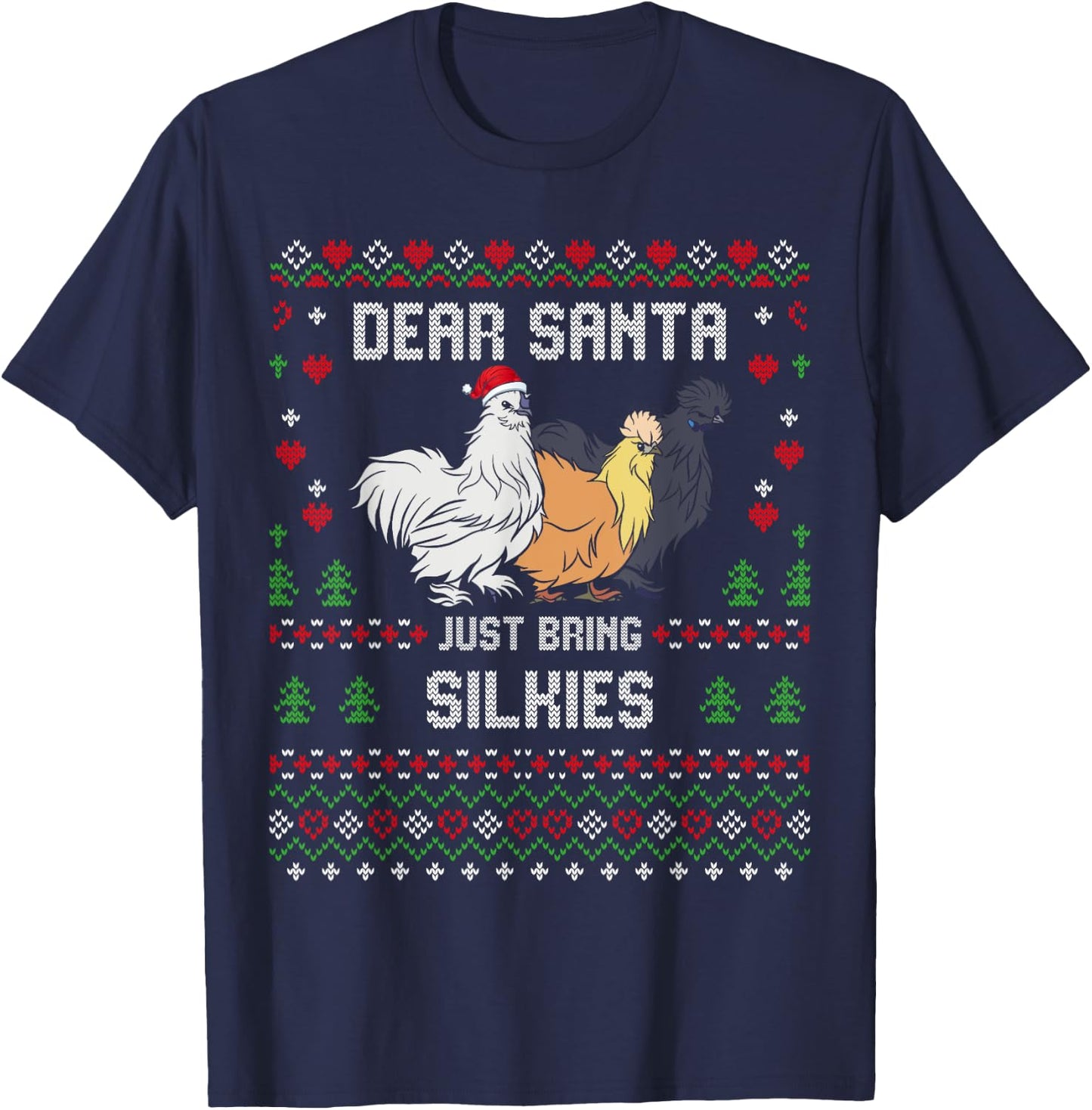 Silkie Chicken Christmas Silkies Ugly Xmas Sweater T-Shirt - T-Shirt | Navy