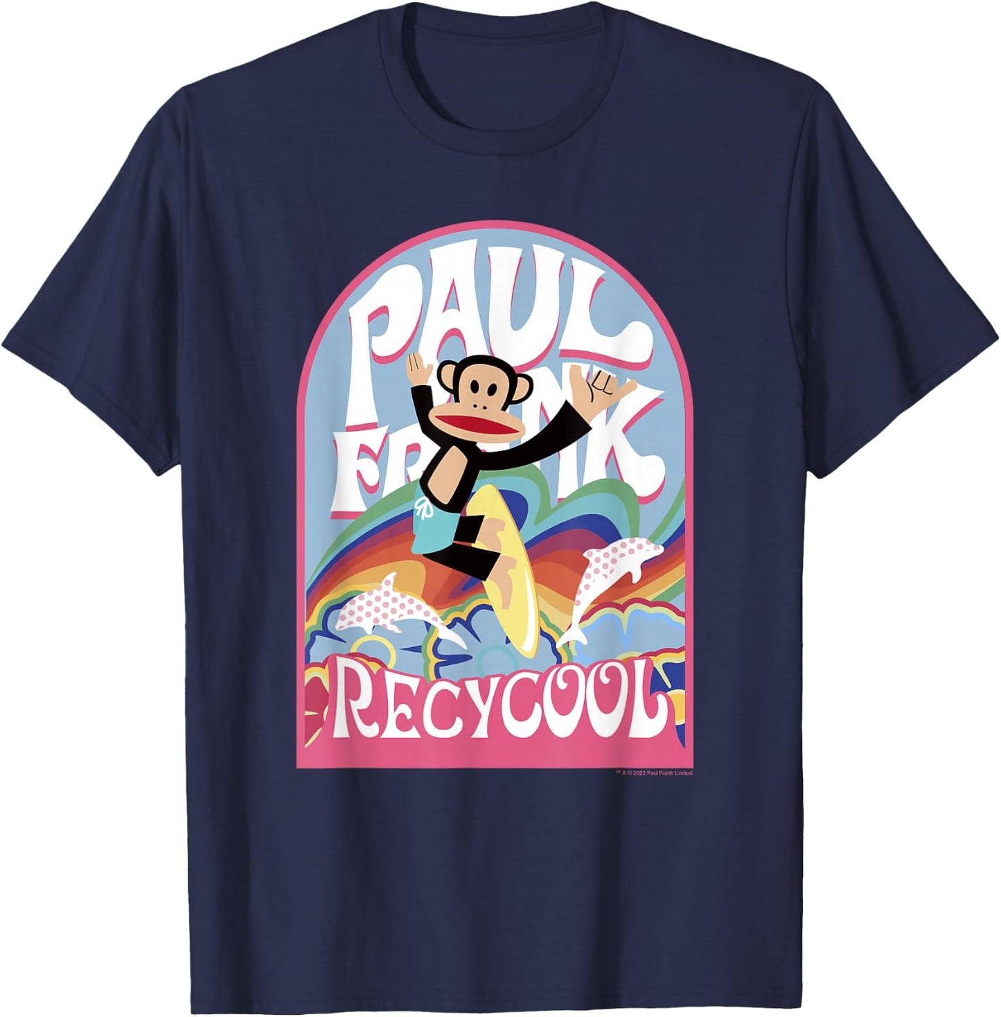 Paul Frank Earth Day Recycool Rainbow Surfing Julius T-Shirt - T-Shirt | Navy