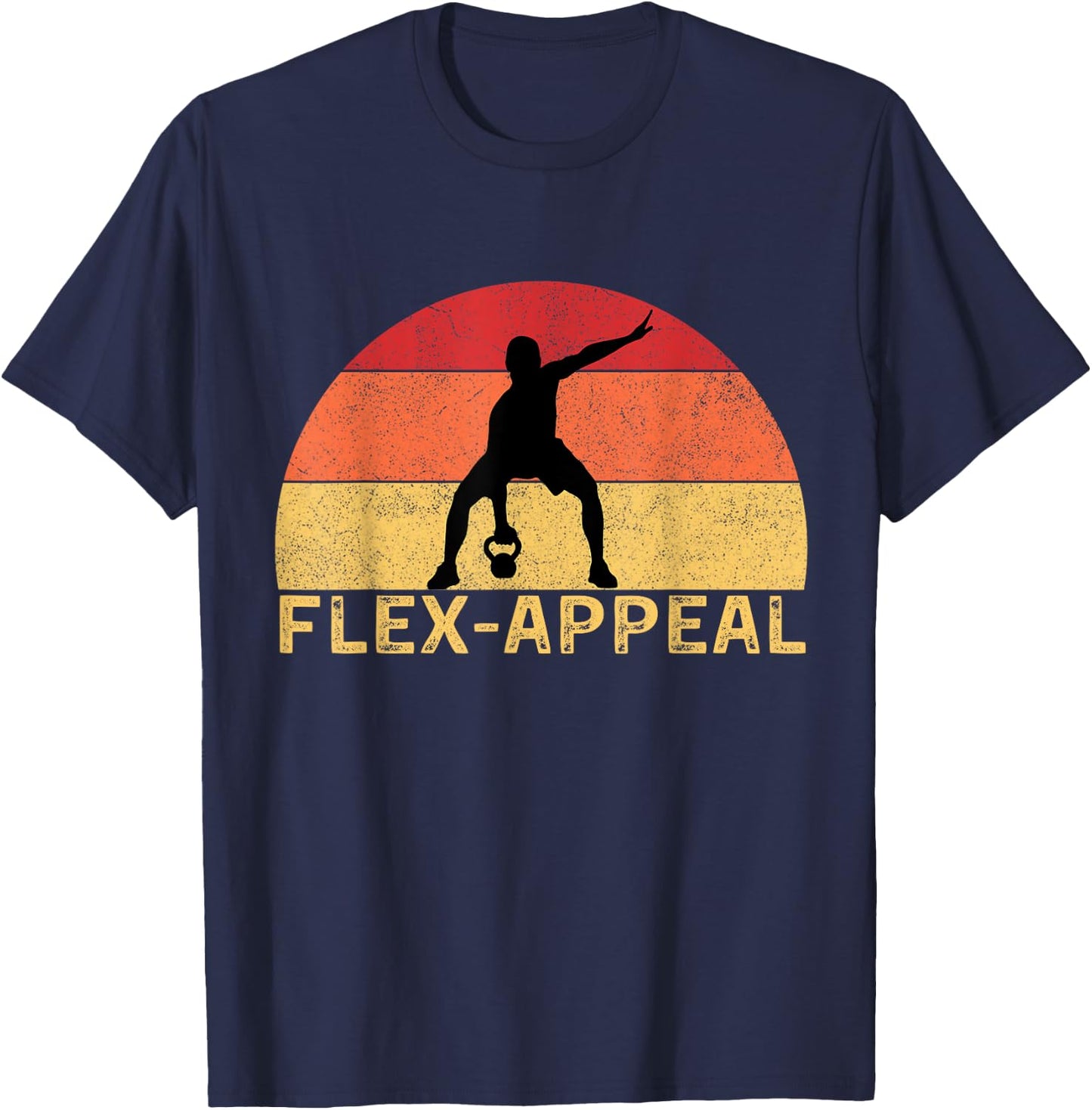 Flex-Appeal Gym Workout Half Retro Sunset Funny T-Shirt - T-Shirt | Navy