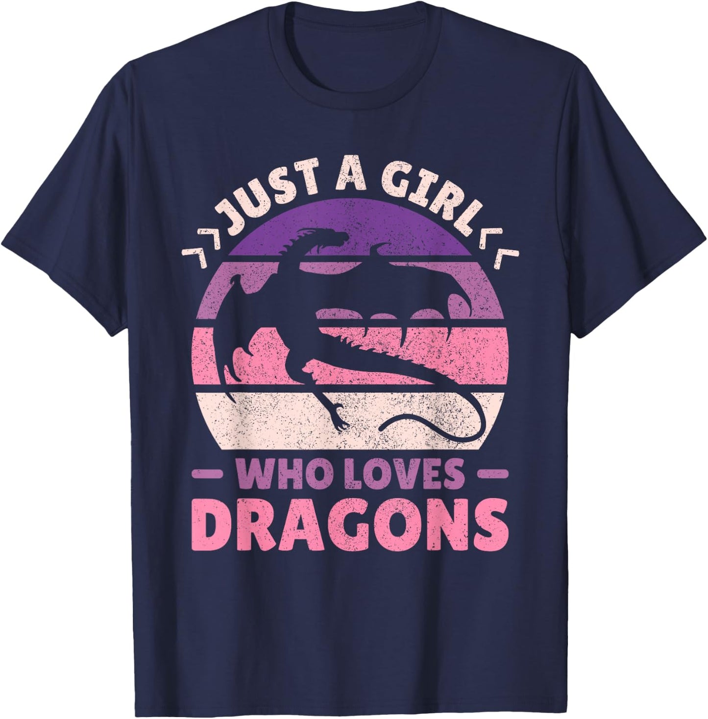 Just A Girl Who Loves Dragons Women Girls Kids Cute Dragon T-Shirt - T-Shirt | Navy