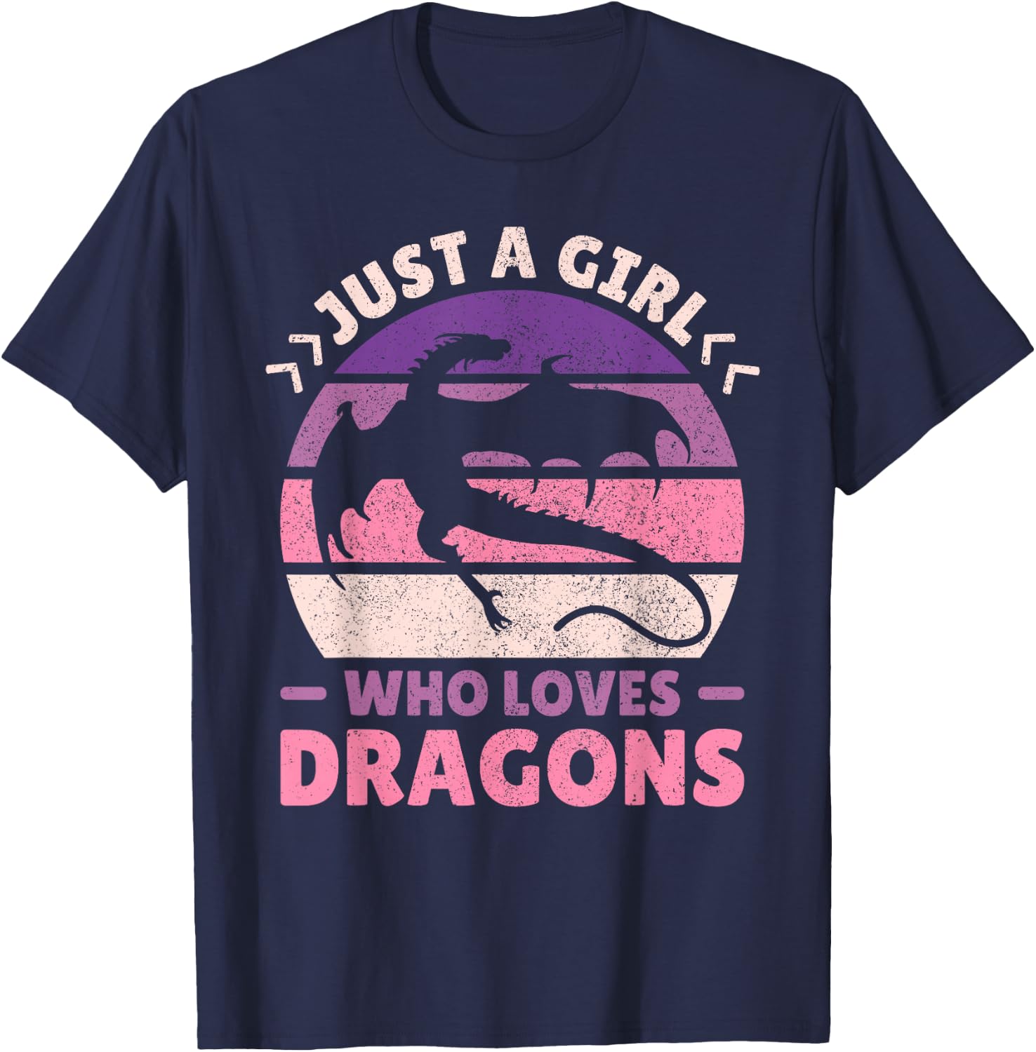 Just A Girl Who Loves Dragons Women Girls Kids Cute Dragon T-Shirt - T-Shirt | Navy