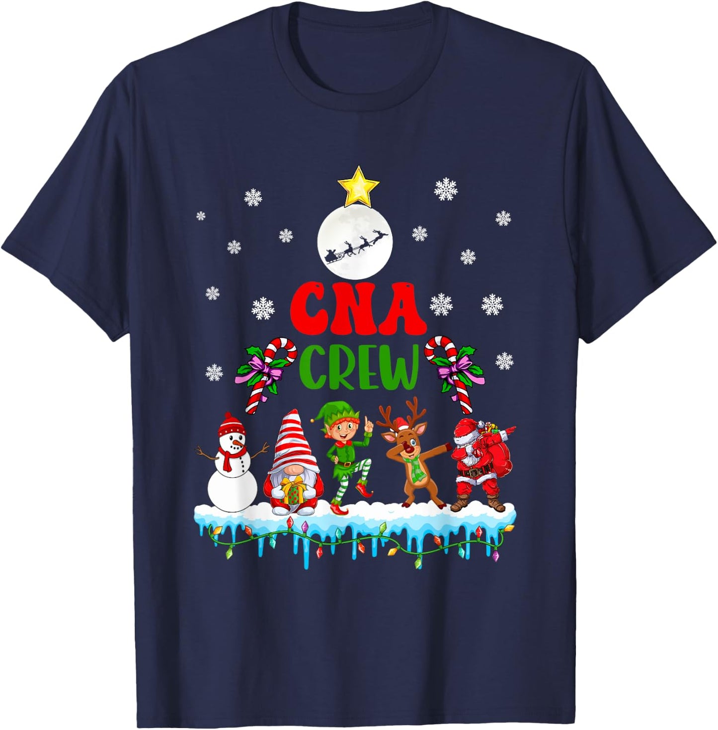 CNA Crew Xmas Dabbing Reindeer Santa Elf Proud Nurse Nursing T-Shirt - T-Shirt | Navy