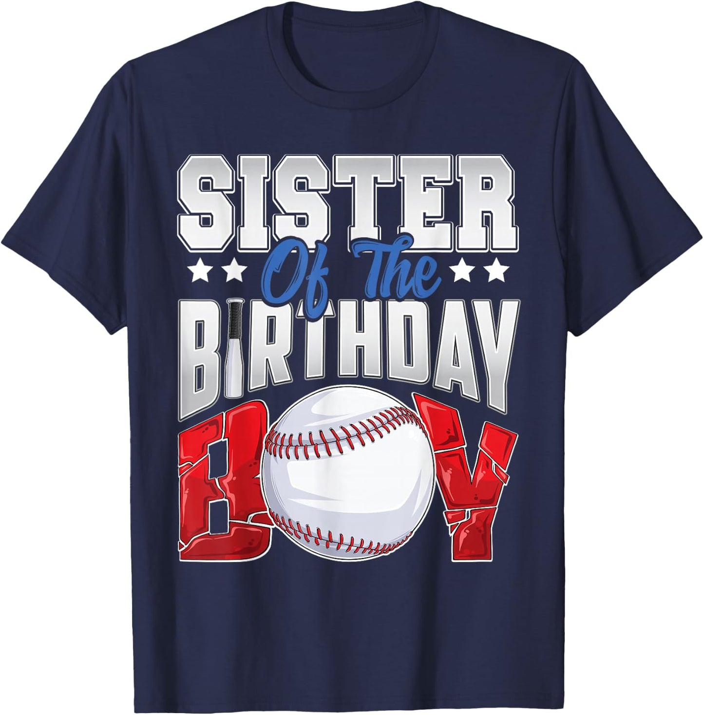 Sister Baseball birthday Boy Family Baller b-day Party T-Shirt - T-Shirt | Navy