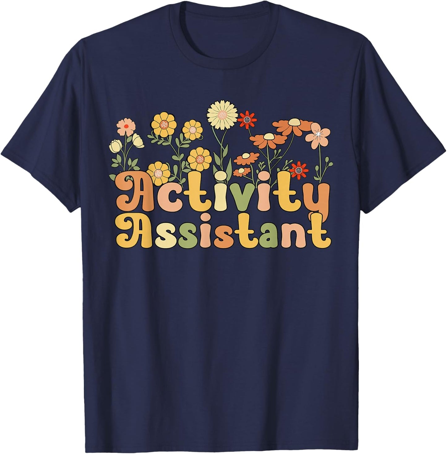Groovy Activity Assistant Flowers T-Shirt - T-Shirt | Navy