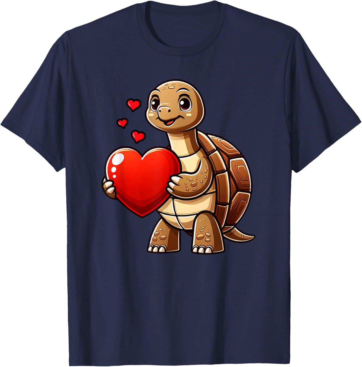 Sulcata Tortoise Turtle Valentines Heart Lover Funny Boys T-Shirt - T-Shirt | Navy