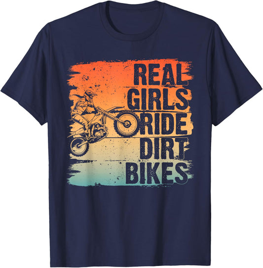 Cool Dirt Bike Girls Motocross Biker Racer Sport T-Shirt - T-Shirt | Navy