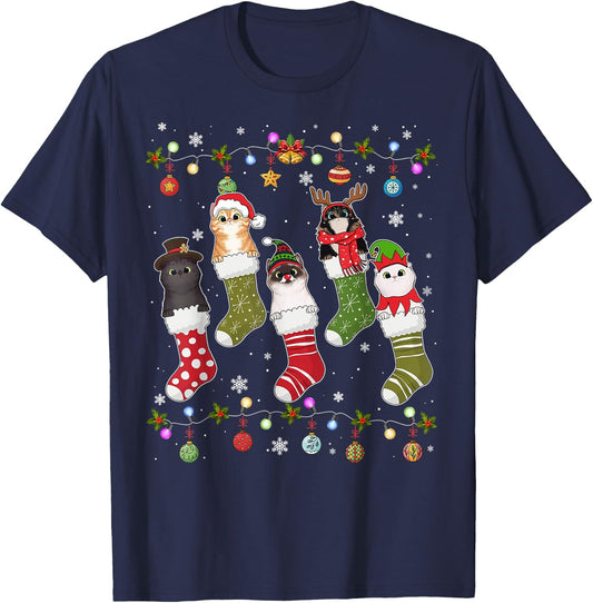 Meow-ry Christmas Funny Cat Pajama for the Whole Family Xmas Women Kids T-Shirt - T-Shirt | Navy