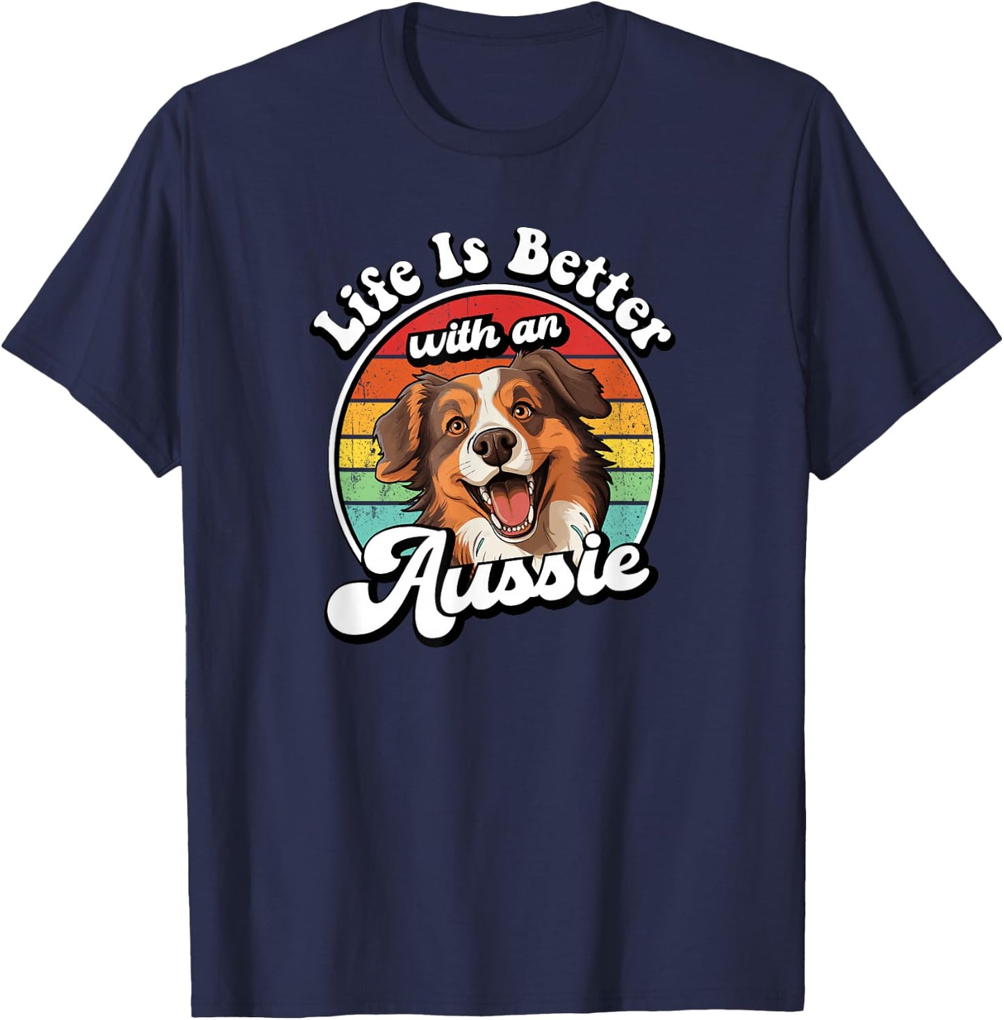 Retro Vintage Life Is Better Red Aussie Lover T-Shirt - T-Shirt | Navy