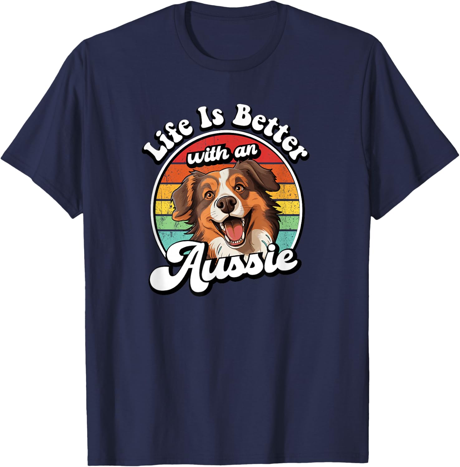 Retro Vintage Life Is Better Red Aussie Lover T-Shirt - T-Shirt | Navy
