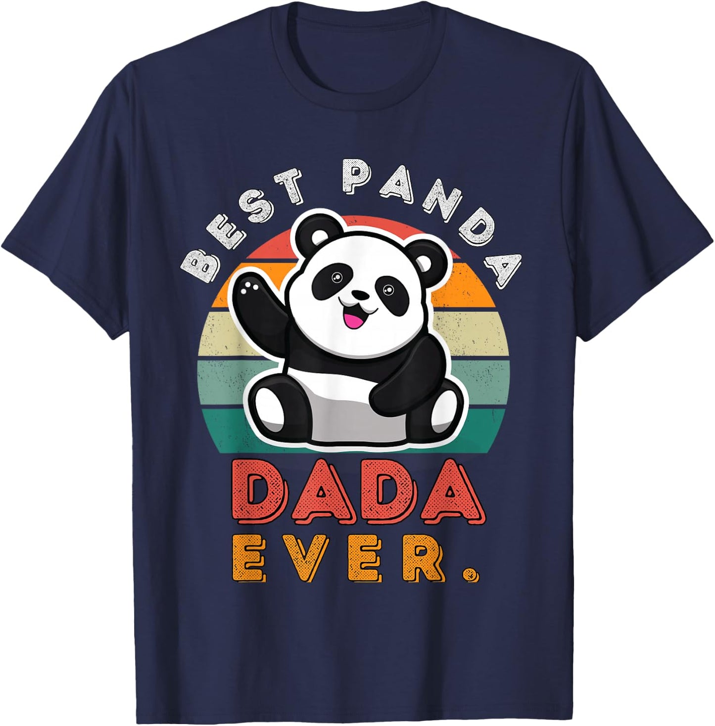 Best Panda Dada Ever Vintage Retro Sunset Kungfu Panda T-Shirt - T-Shirt | Navy