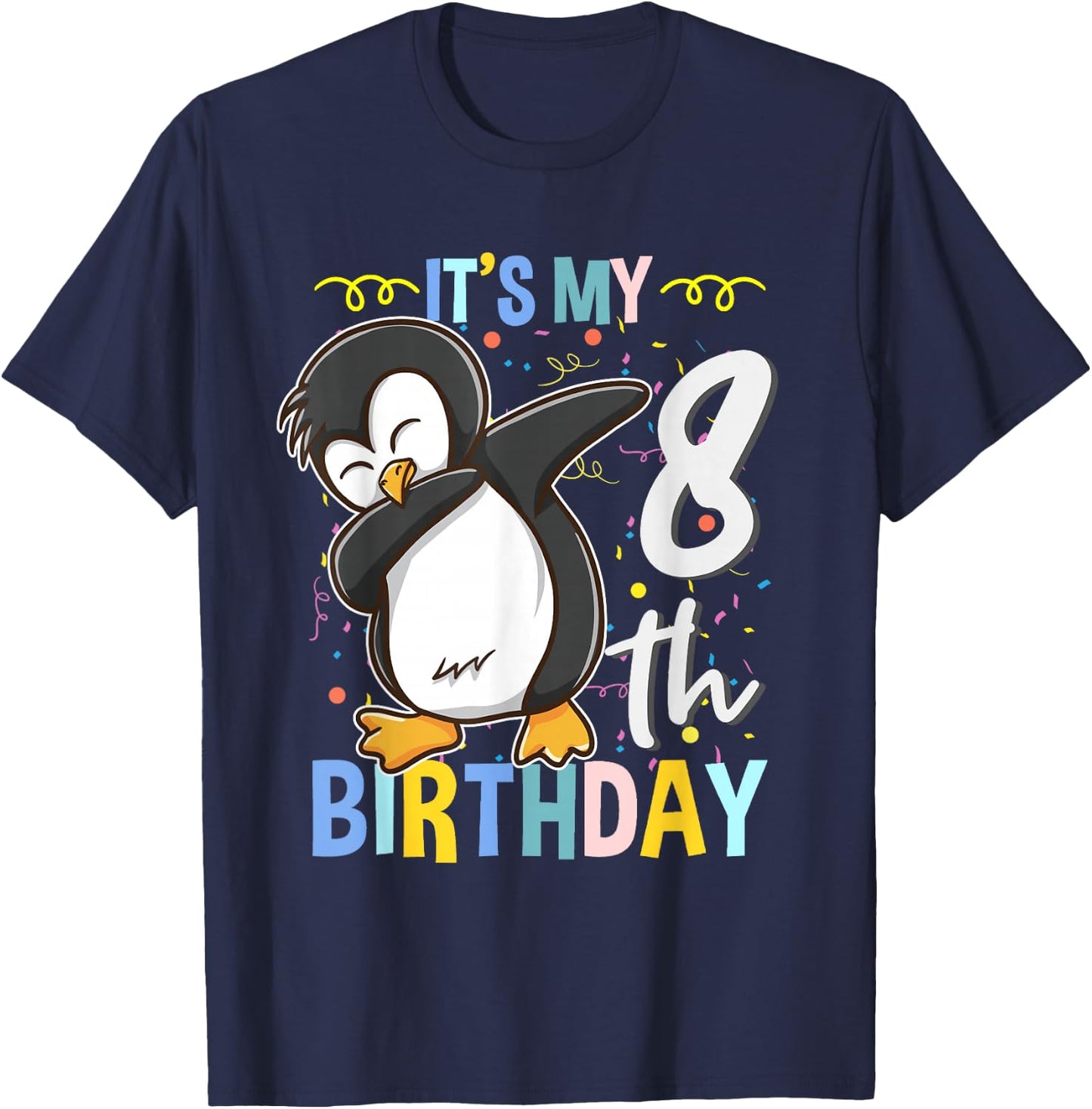 Its My 8th Birthday Dabbing Penguin T-Shirt - T-Shirt | Navy