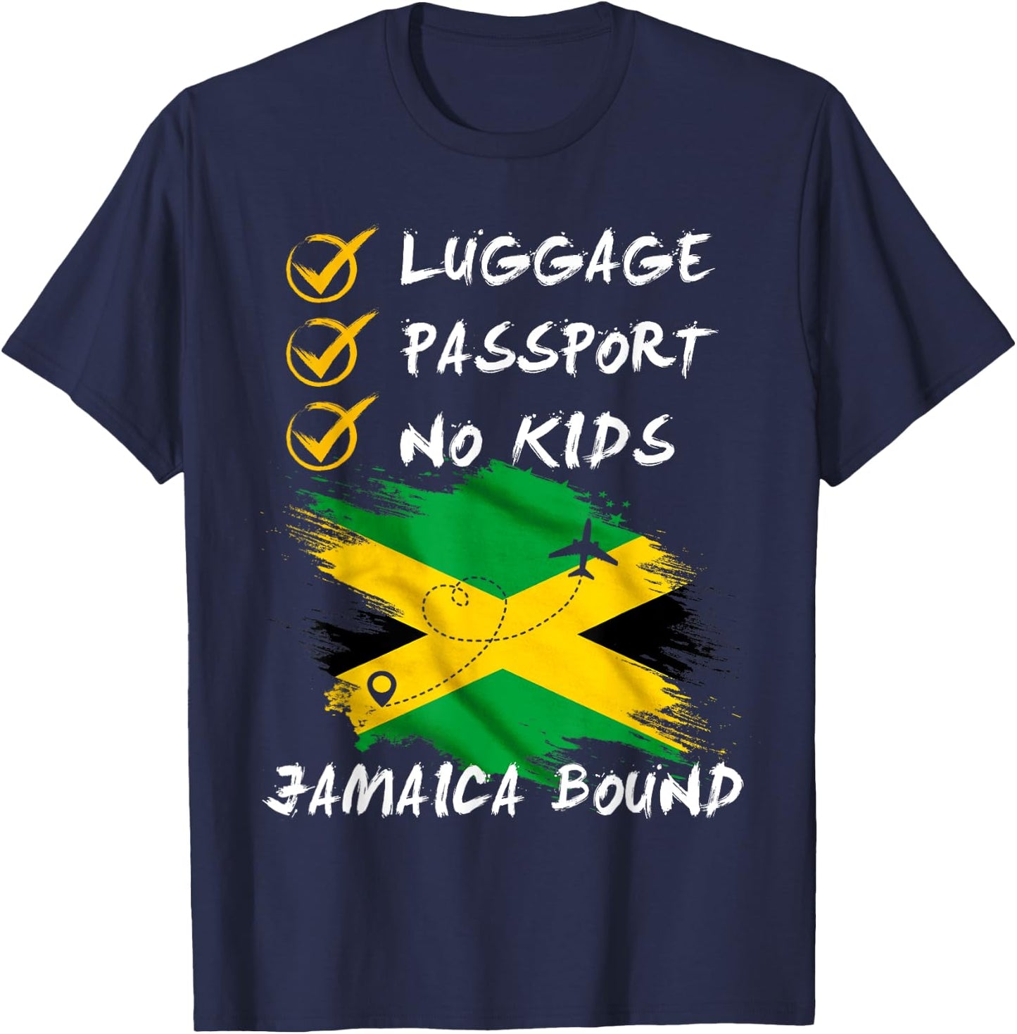 Luggage Passport No Kids Jamaica Travel Vacation Outfit T-Shirt - T-Shirt | Navy