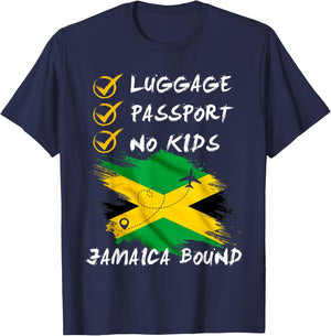 Luggage Passport No Kids Jamaica Travel Vacation Outfit T-Shirt - T-Shirt | Navy