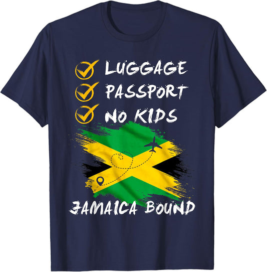 Luggage Passport No Kids Jamaica Travel Vacation Outfit T-Shirt - T-Shirt | Navy
