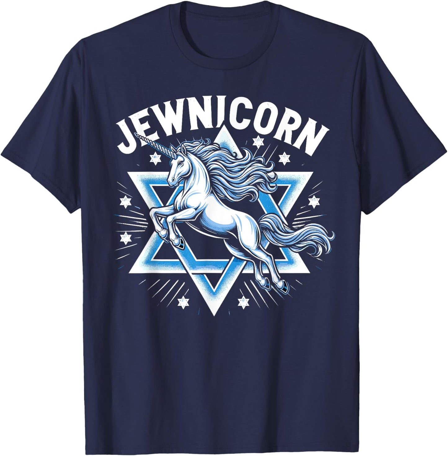 Jewnicorn Funny Jewish Hanukkah Jewnicorn T-Shirt - T-Shirt | Navy