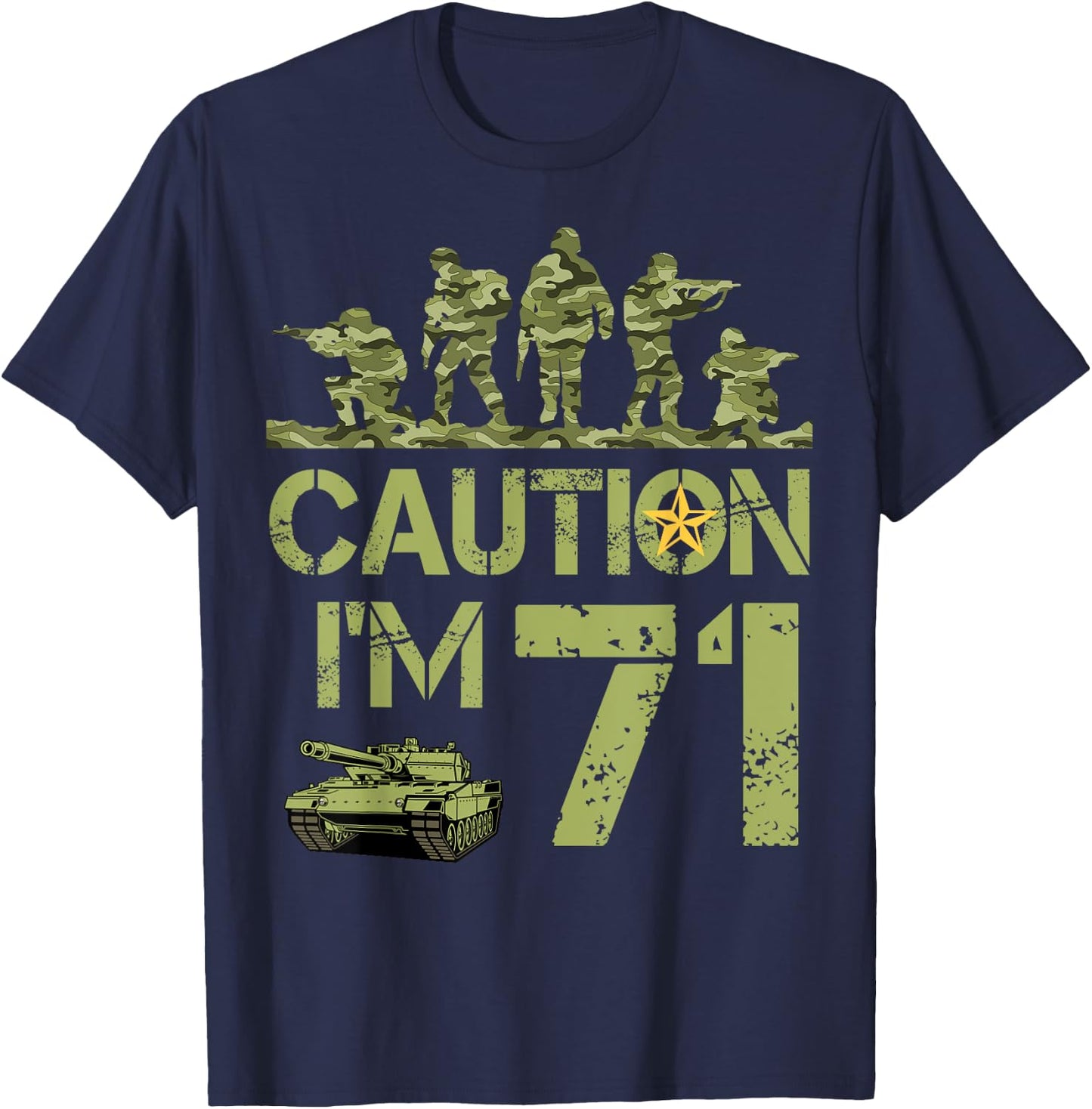 71st Birthday Military I'm 71 Year Old Soldier Camo Birthday T-Shirt - T-Shirt | Navy
