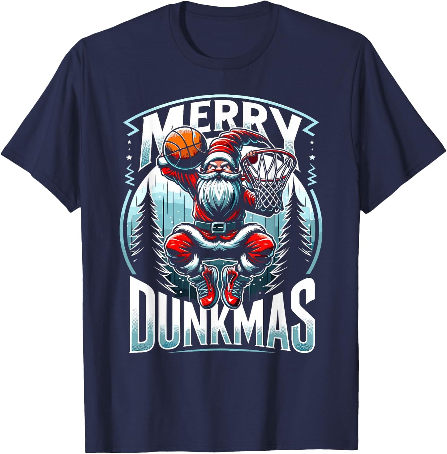 Basketball Gnome Merry Dunkmas, Christmas Basketball Player T-Shirt - T-Shirt | Navy