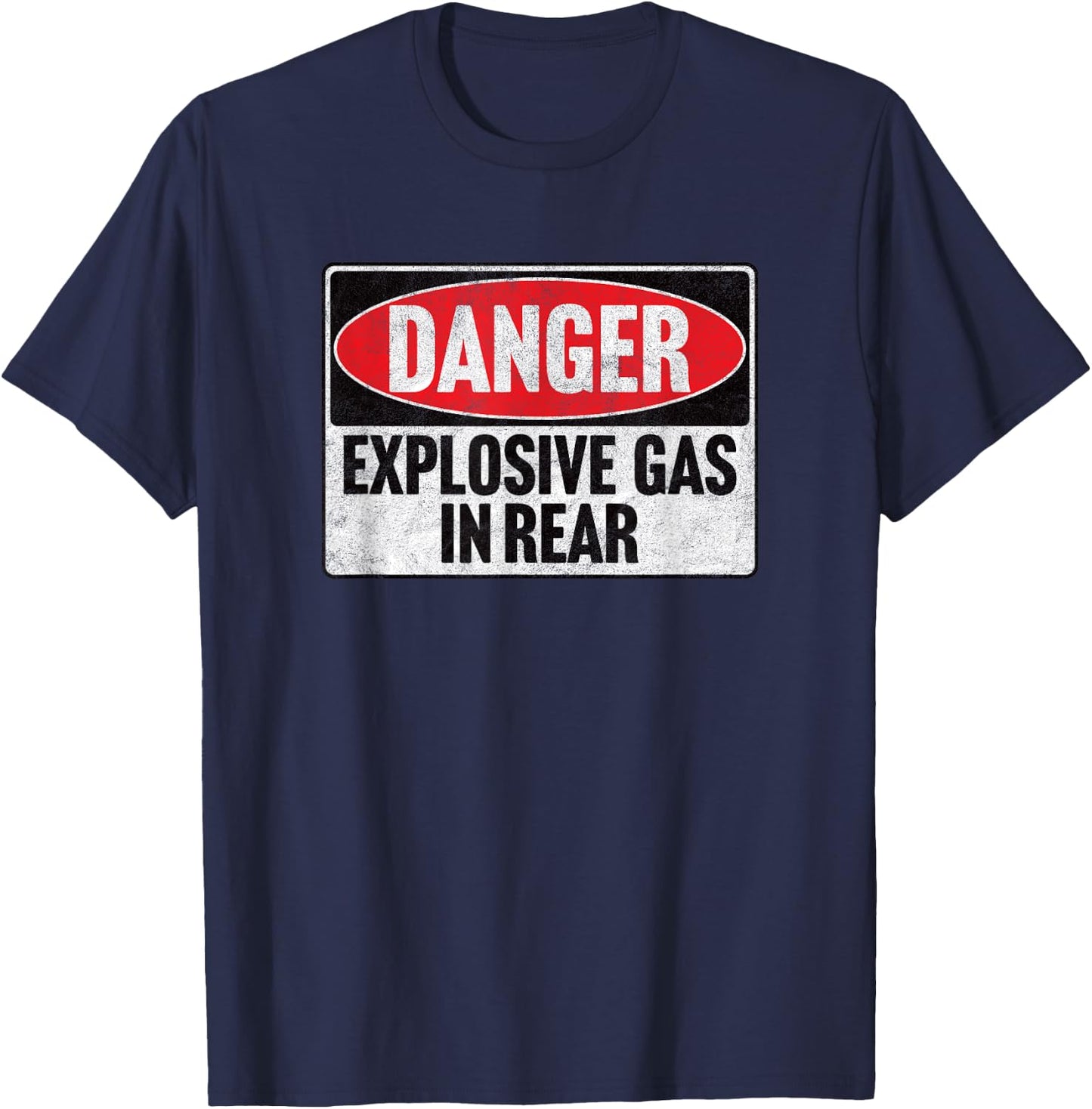 DANGER EXPLOSIVE GAS IN REAR vintage retro 80's fart farting T-Shirt - T-Shirt | Navy