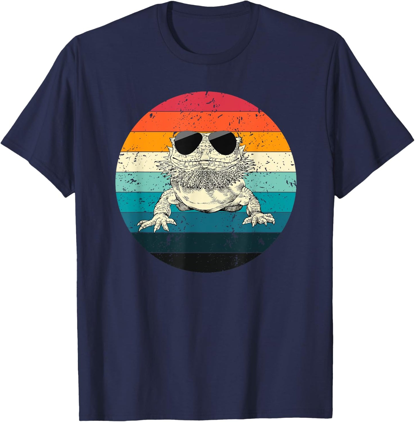 Retro Vintage Bearded Dragon Sunglasses Reptile Animal Lover T-Shirt - T-Shirt | Navy