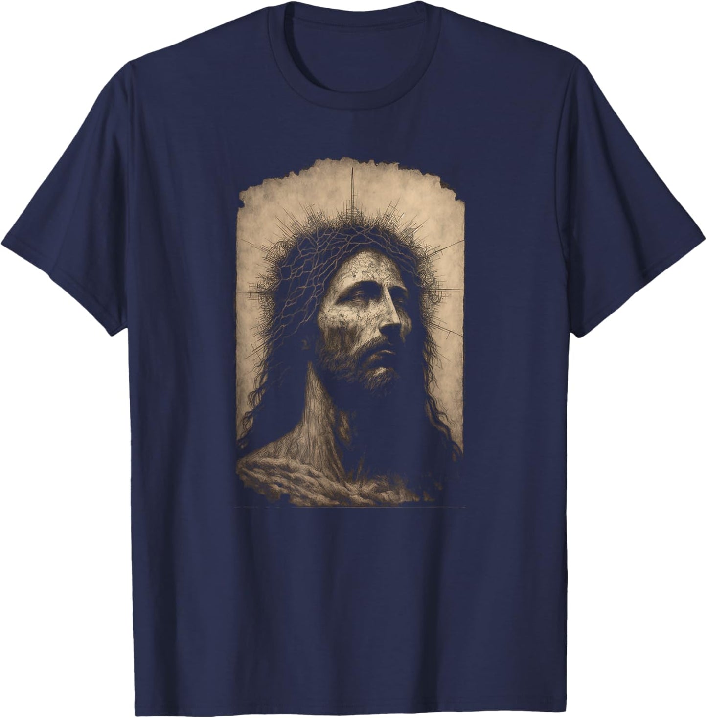 Biblical Christ Catholic Jesus Shroud of Turin Aesthetic T-Shirt - T-Shirt | Navy
