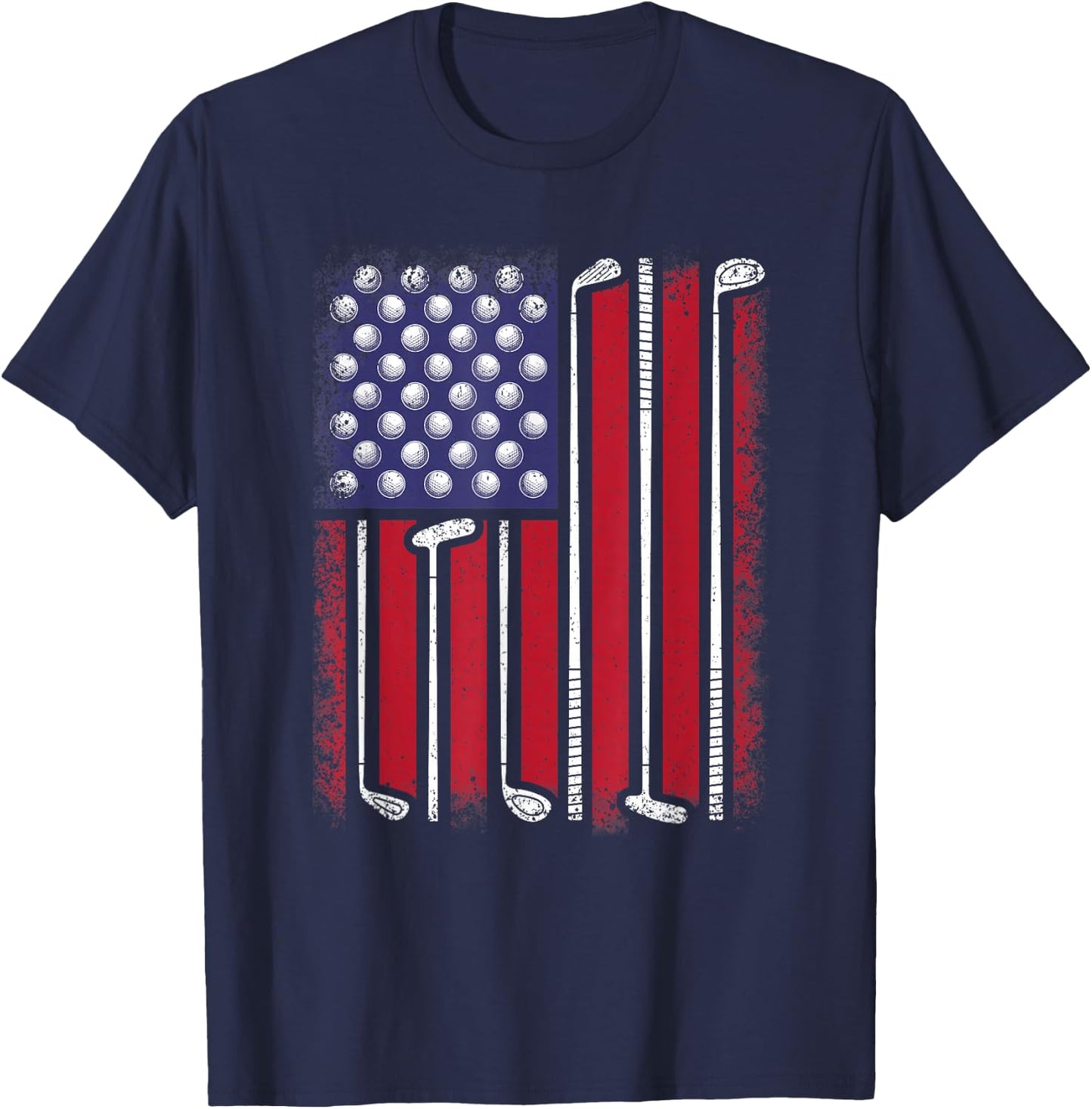 Funny Golf American Flag Golf Player Vintage Golfer Men Boys T-Shirt - T-Shirt | Navy